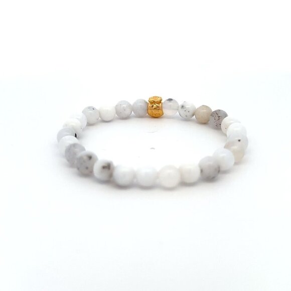 18K Gold Money Bag Lucky Charm Bracelet Gemstones Natural Multicolor Opal 6mm - Picture 3 of 5